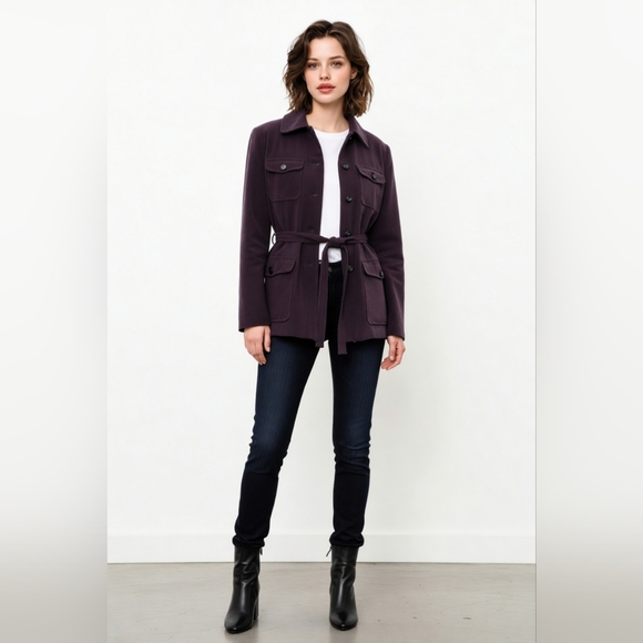 Talbots Trench Coat Jacket Overcoat Brown Belt Retro Detective Stretch Women 6 - Picture 15 of 16